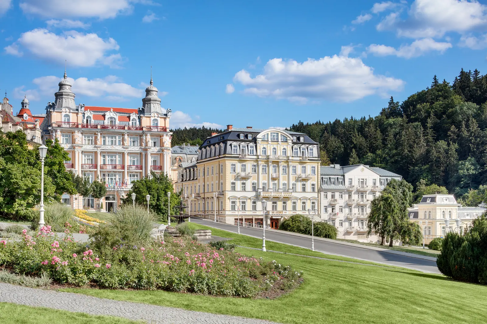 The Ensana Hvězda and Imperial hotels on Goethe Square in Mariánské Lázně